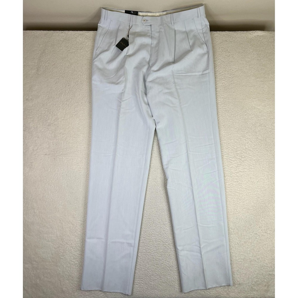 Bobby Jones Collection Dress Pants Mens 38 Blue Unhemmed Wool Pleated Italy